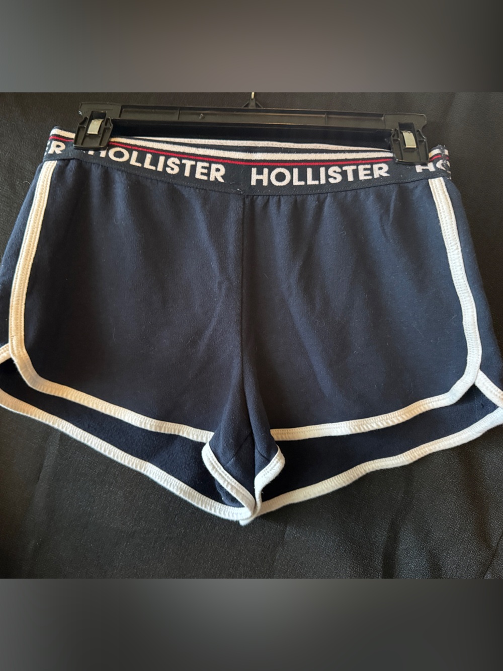 Hollister Navy Blue Shorts with White Trim and Branded Waistband